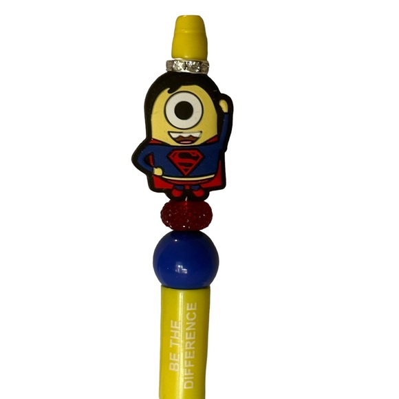 Despicable Me Minion Superman “Be the Difference” Yellow Beaded Silicone Pen - Picture 9 of 9